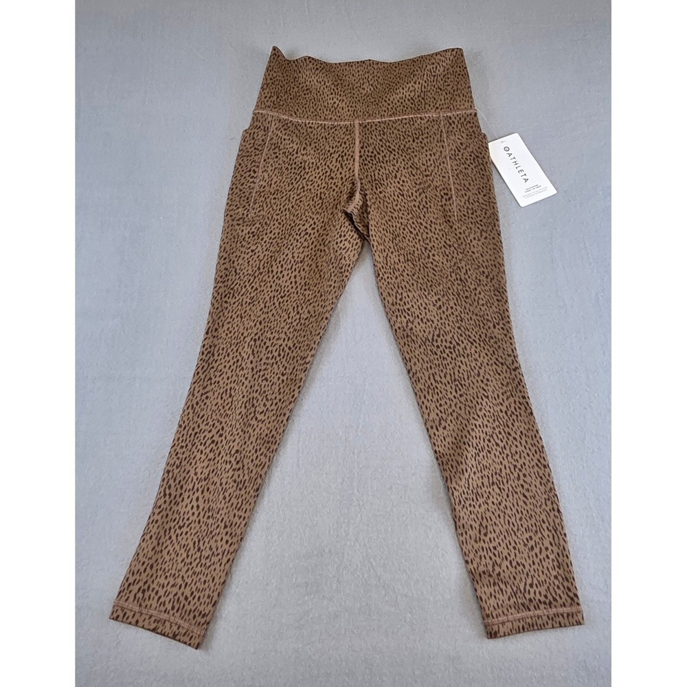 New Athleta Salutation Stash 7/8 Tights Cheetah Animal Print Yoga Leggings Small